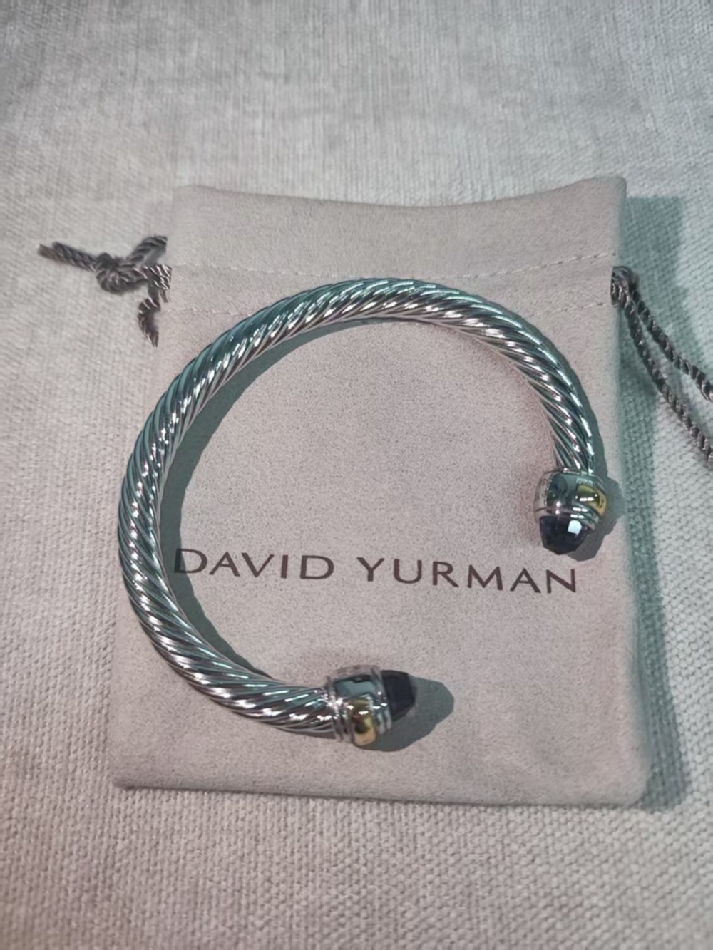 ✨David Yurman Two Tone Purple Onyx Twisted Cable Cuff Bracelet